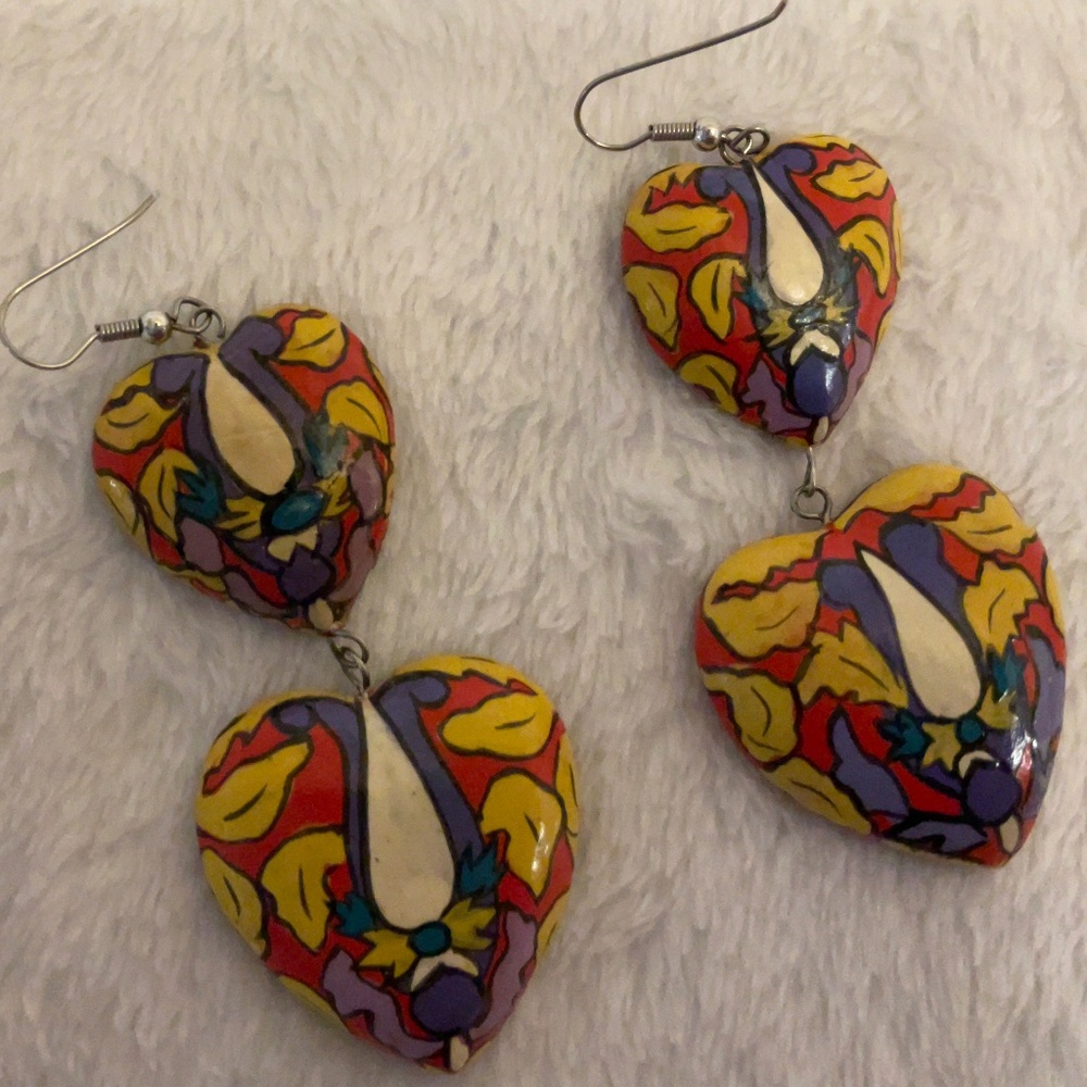 Handpainted Wood earrings